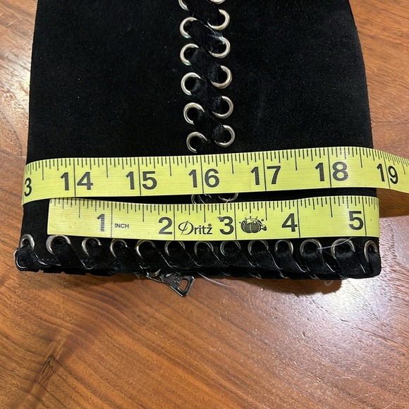 Prada Black Suede Knee High Boots with Brass Rivets - Picture 13 of 13